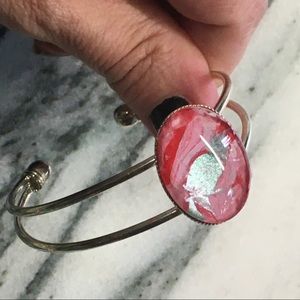 🎈Sale 🎈2 for $10 spring pink red swirl silver (color) cuff bracelet